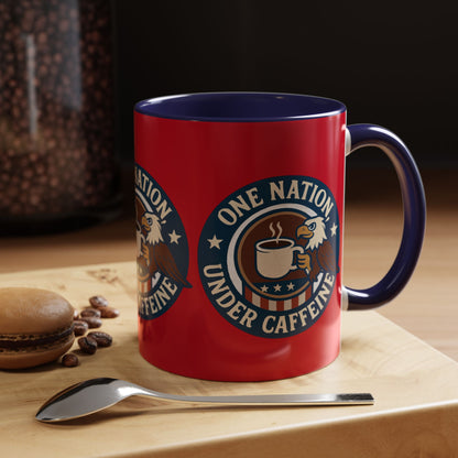 Patriotic Coffee Mug, One Nation Under Caffeine, USA Gift, Americana Mugs, Coffee Lovers Gift, Red White Blue Cup