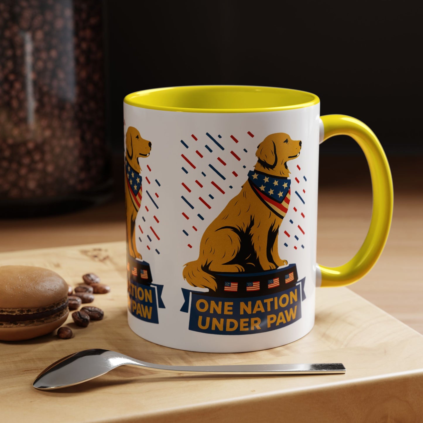 Patriotic Dog Coffee Mug for Dog Lovers, One Nation Under Paw Mug, 4th of July Gift, Animal Lover's Cup, USA Pride Mug