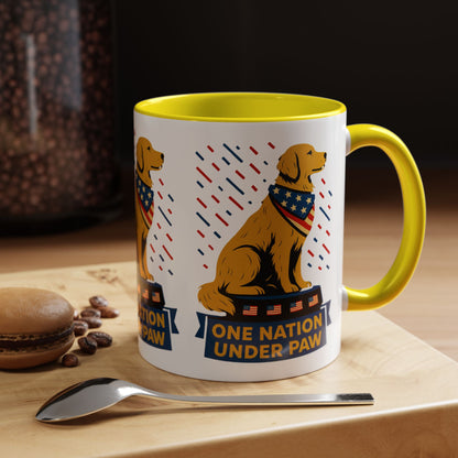 Patriotic Dog Coffee Mug for Dog Lovers, One Nation Under Paw Mug, 4th of July Gift, Animal Lover's Cup, USA Pride Mug