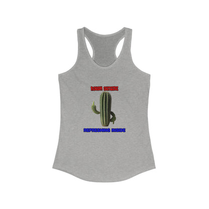 Women's Rough Outside Refreshing Inside Cactus Themed Raceerback Tank, Summer Vibes Tank