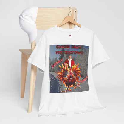 Christmas Chicken T‑Shirt — “F-Caw-F Home for Christmas” Funny Holiday Tee