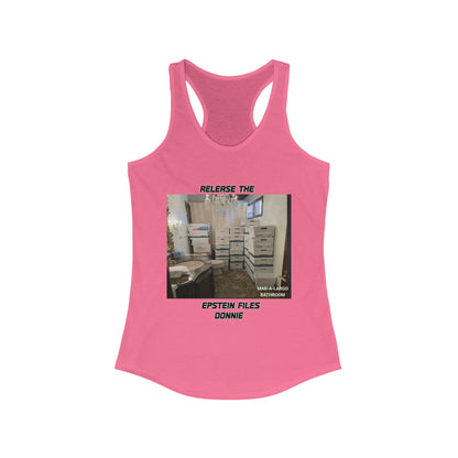 Release The Epstein Files Tee: Women's Racerback Tank Top, Casual Wear, Statement Tee, Funny & Quirky Shirt