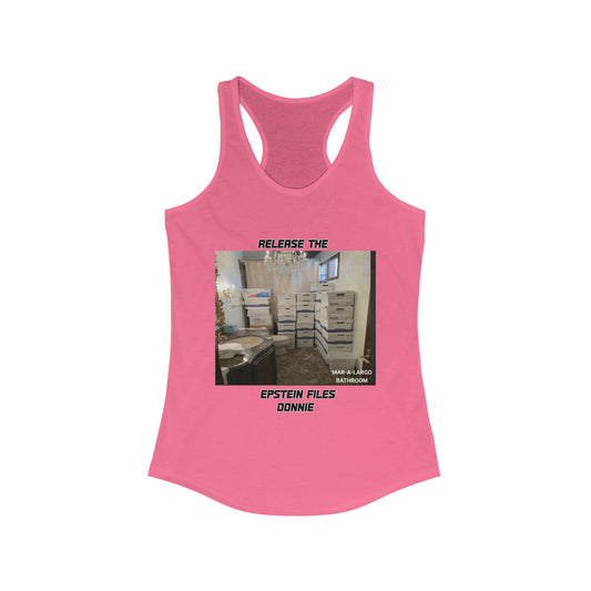 Release The Epstein Files Tee: Women's Racerback Tank Top, Casual Wear, Statement Tee, Funny & Quirky Shirt