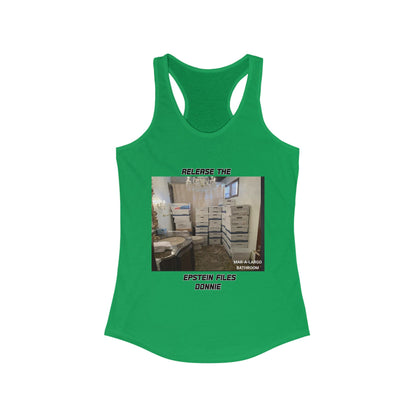 Release The Epstein Files Tee: Women's Racerback Tank Top, Casual Wear, Statement Tee, Funny & Quirky Shirt