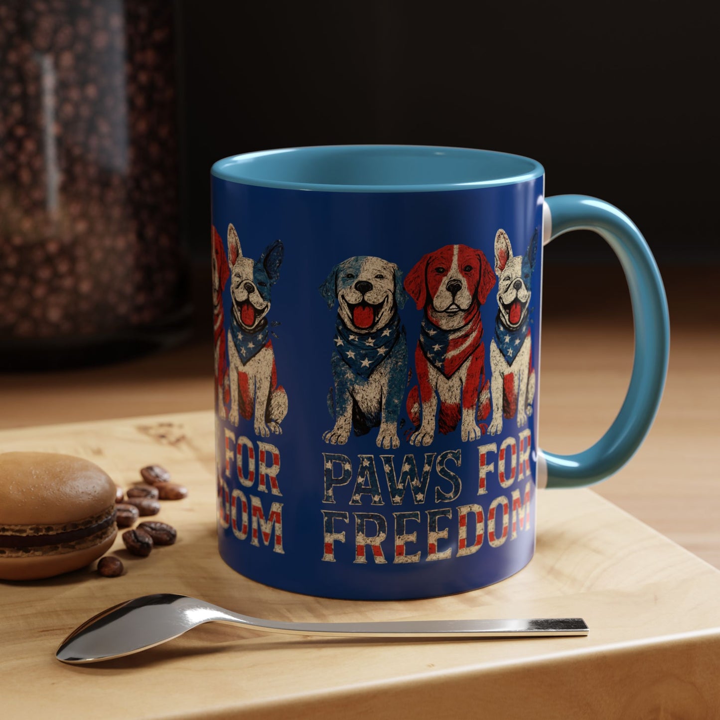 Patriotic Dog Mug - Paws for Freedom, Pet Lover Gift, 4th of July Decoration, Coffee Cup for Dog Owners, Animal Rights Celebration