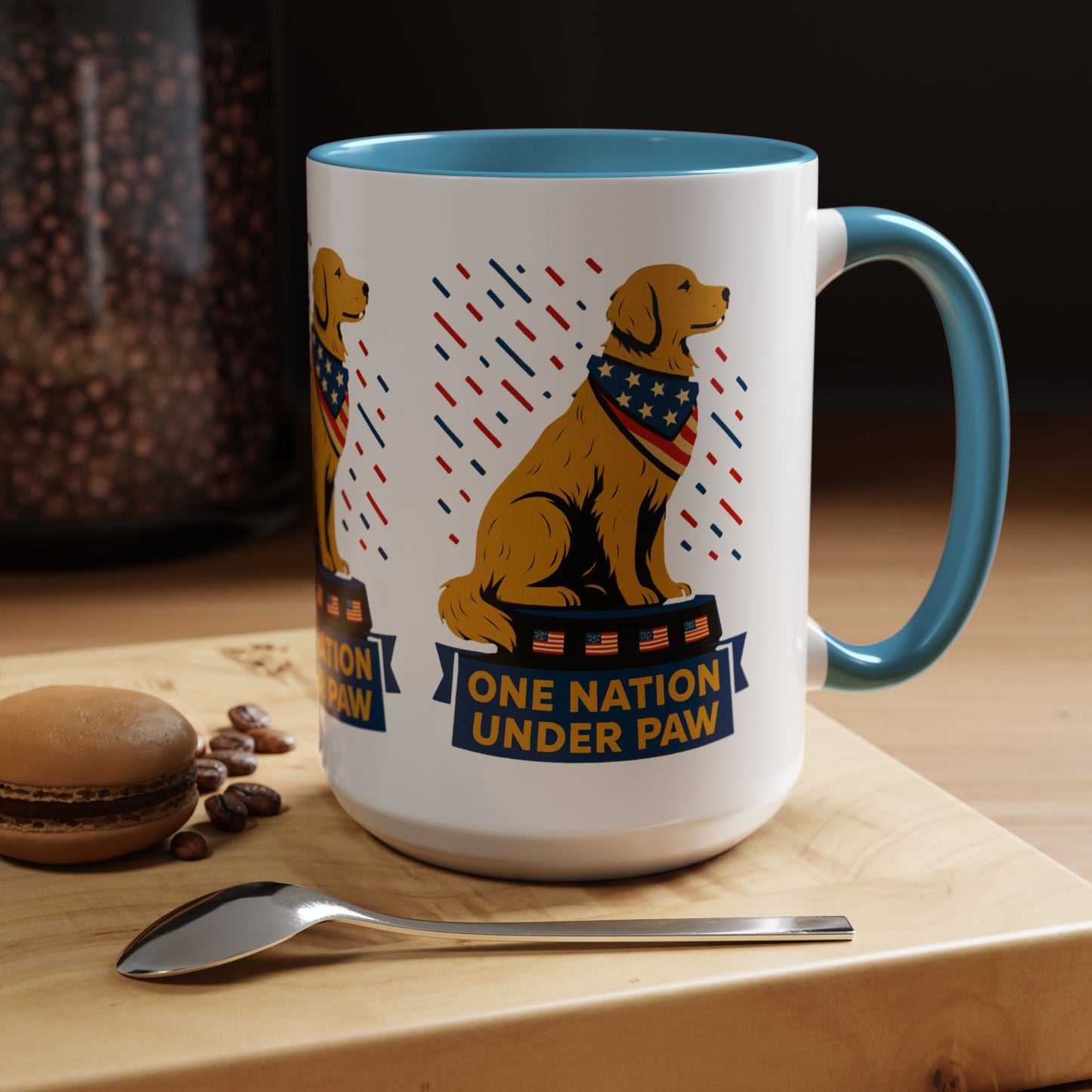 Patriotic Dog Coffee Mug for Dog Lovers, One Nation Under Paw Mug, 4th of July Gift, Animal Lover's Cup, USA Pride Mug