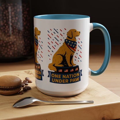 Patriotic Dog Coffee Mug for Dog Lovers, One Nation Under Paw Mug, 4th of July Gift, Animal Lover's Cup, USA Pride Mug