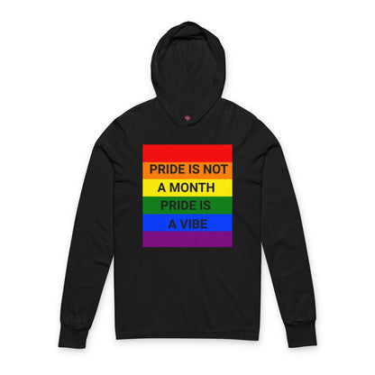 Pride Vibe Unisex Graphic Long Sleeve Hooded T-Shirt, LGBTQ+ Pride Month Apparel, Rainbow Pride Clothing