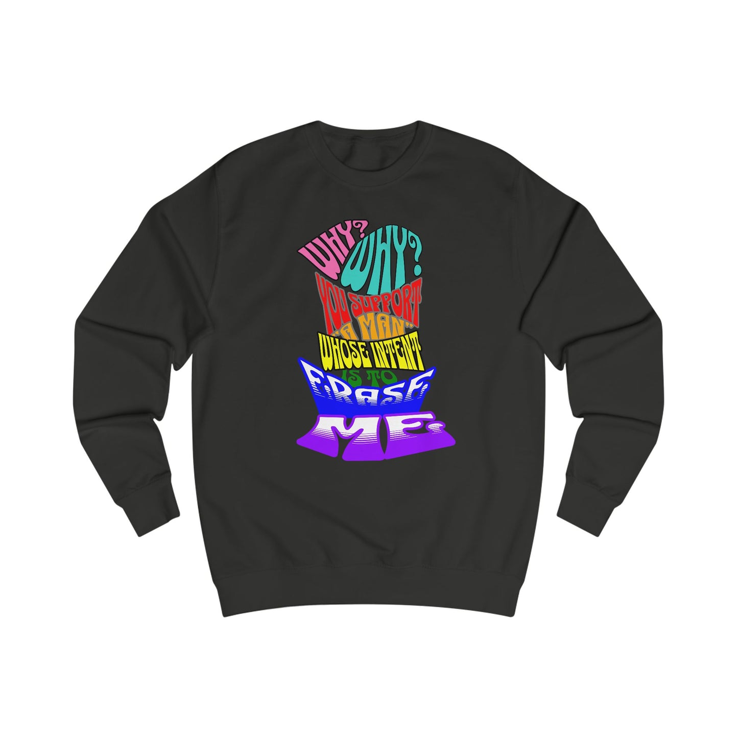 Colorful Front and Back Graphic Pride Unisex Sweatshirt - Why? You Support "a man"" Statement Shirt