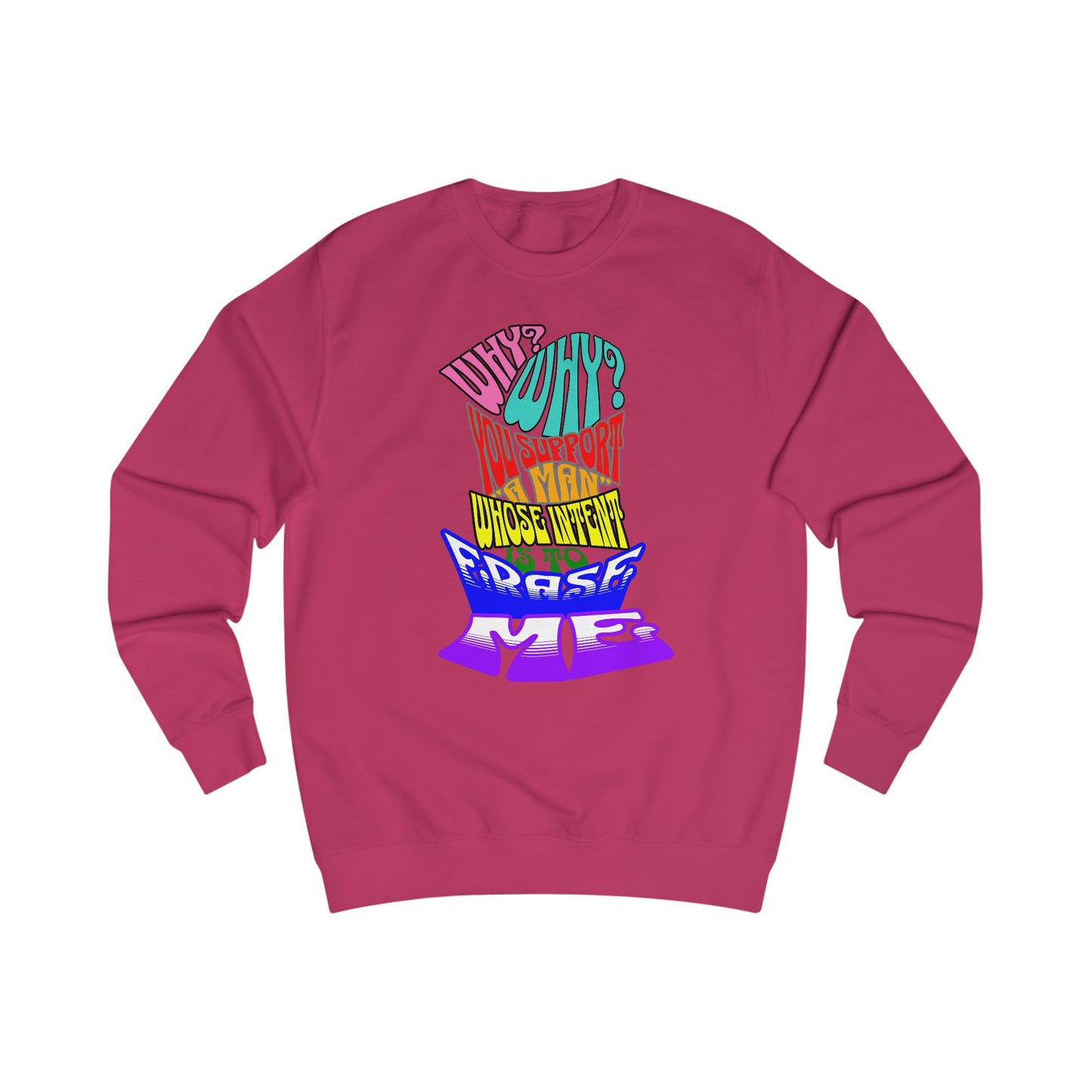 Colorful Front and Back Graphic Pride Unisex Sweatshirt - Why? You Support "a man"" Statement Shirt