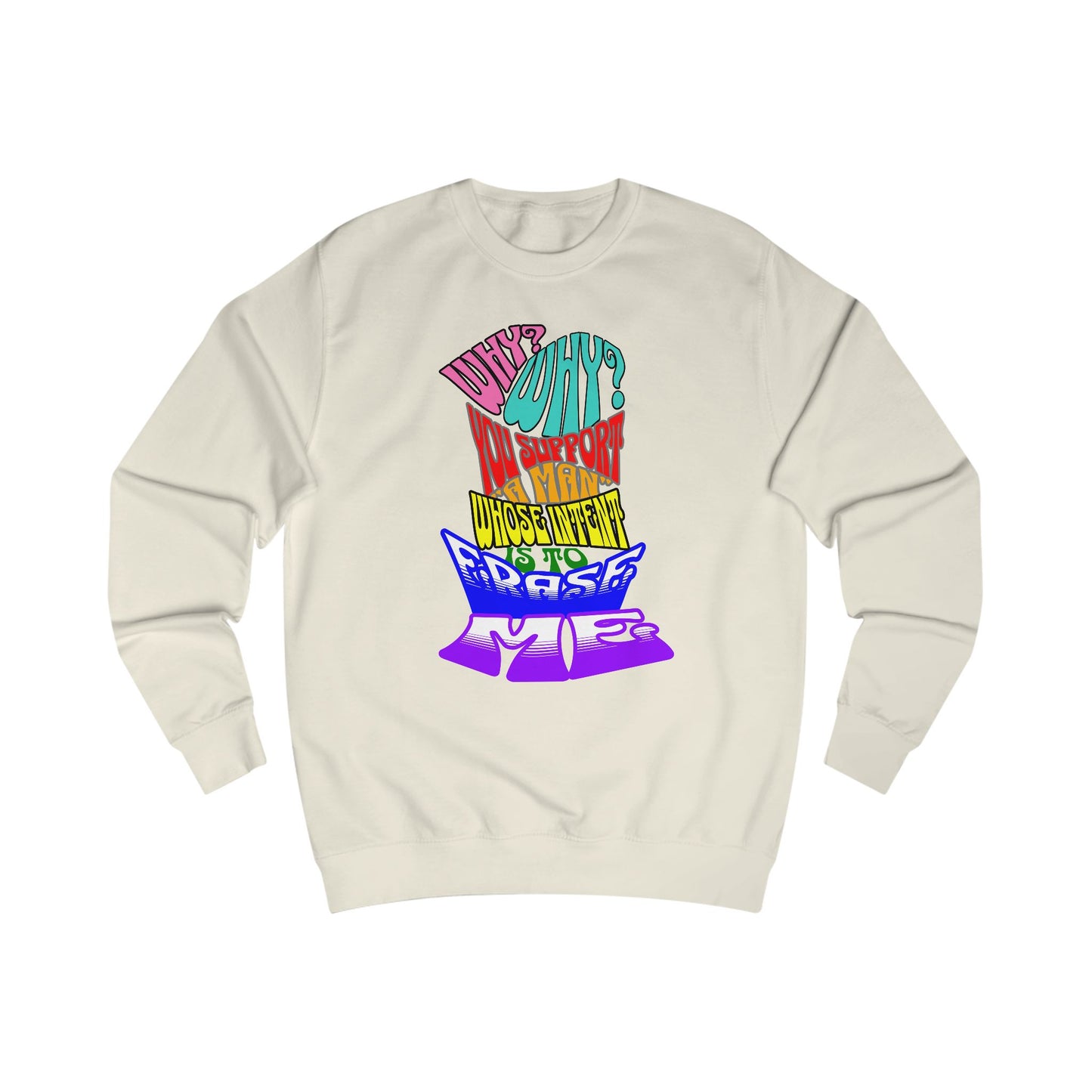 Colorful Front and Back Graphic Pride Unisex Sweatshirt - Why? You Support "a man"" Statement Shirt