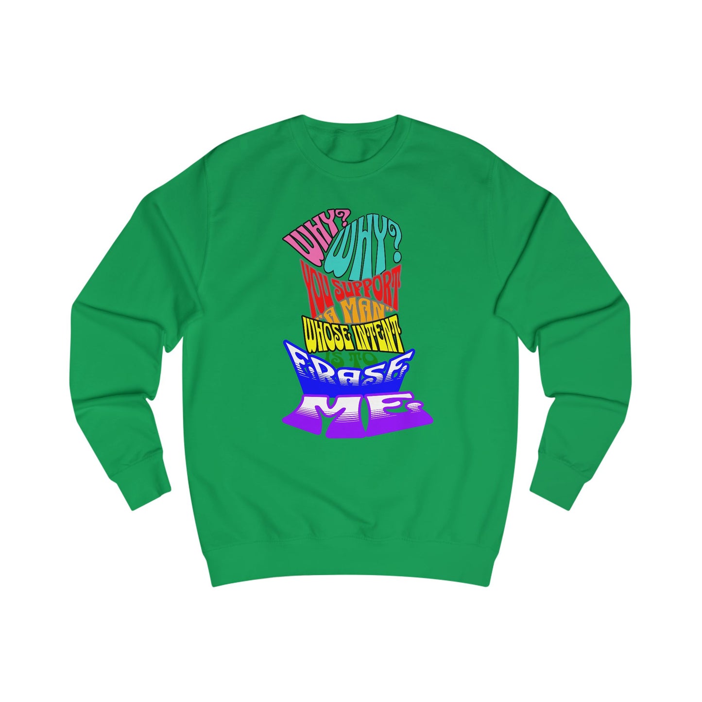 Colorful Front and Back Graphic Pride Unisex Sweatshirt - Why? You Support "a man"" Statement Shirt