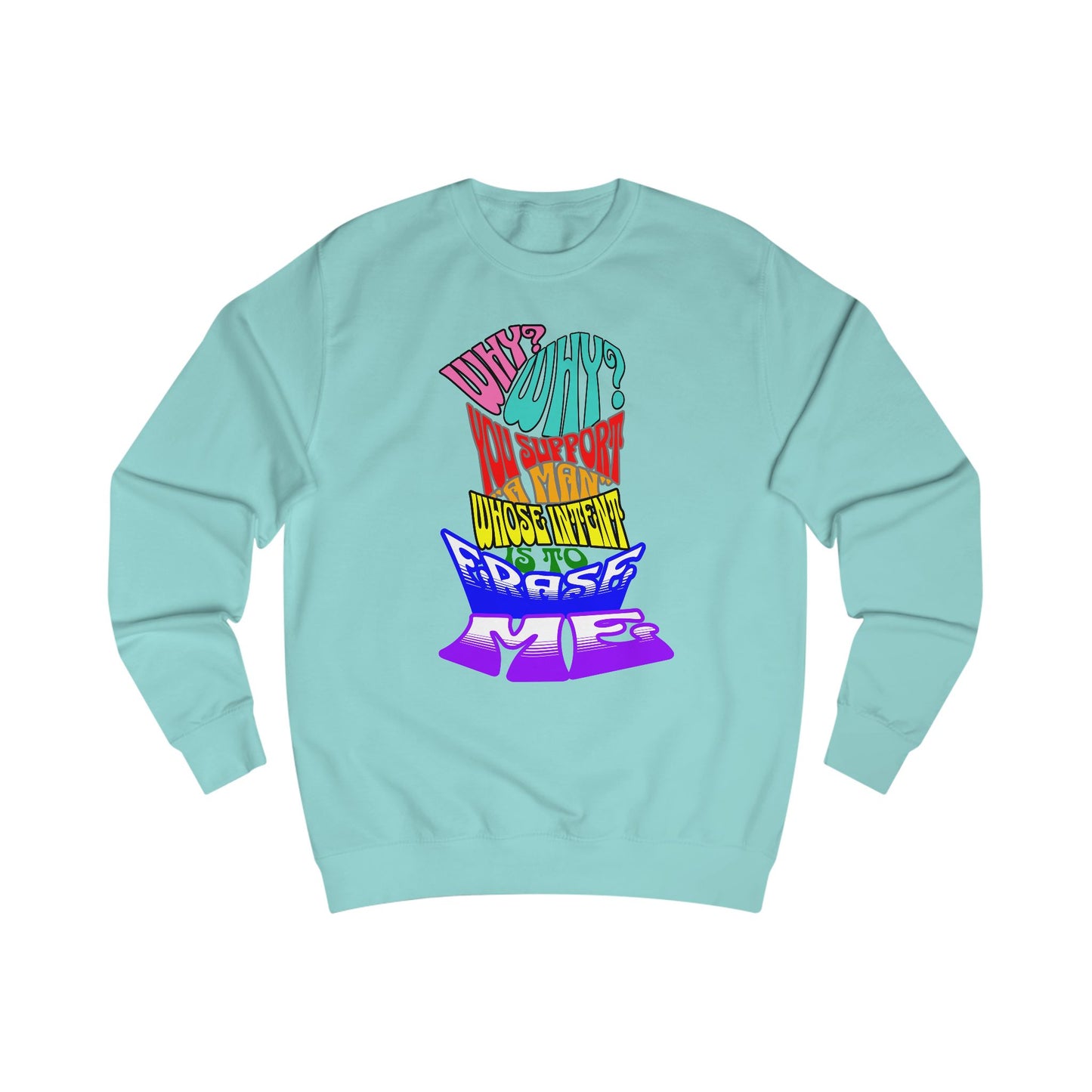 Colorful Front and Back Graphic Pride Unisex Sweatshirt - Why? You Support "a man"" Statement Shirt