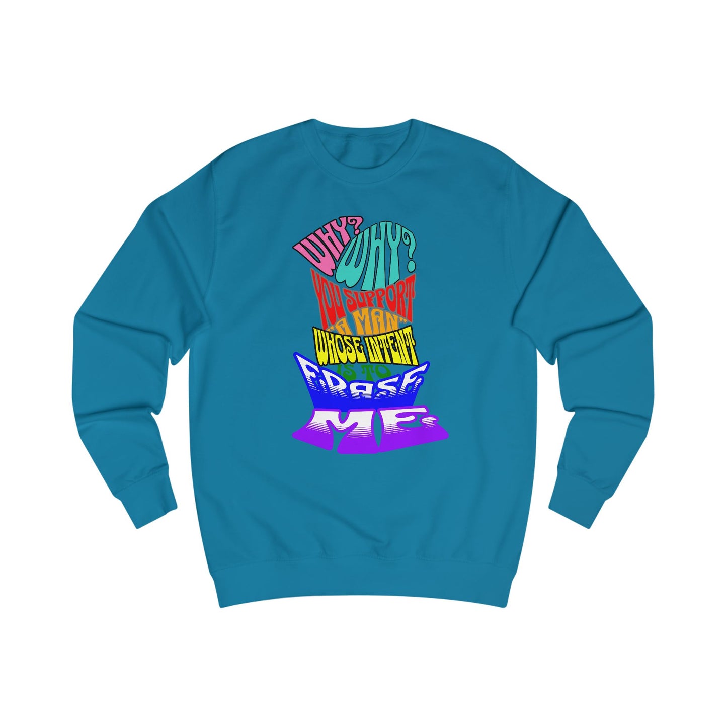 Colorful Front and Back Graphic Pride Unisex Sweatshirt - Why? You Support "a man"" Statement Shirt
