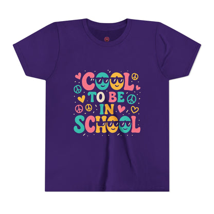 Cool to Be in School Youth Tee - Colorful Graphic Tee, Trendy Kids Shirt, Back to School Outfit, Youth Top,
