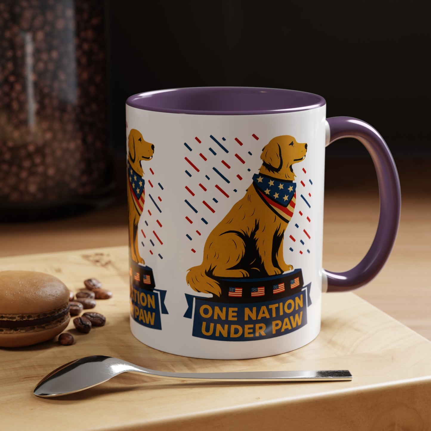 Patriotic Dog Coffee Mug for Dog Lovers, One Nation Under Paw Mug, 4th of July Gift, Animal Lover's Cup, USA Pride Mug
