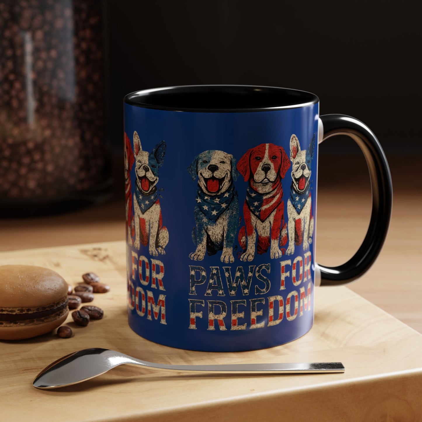Patriotic Dog Mug - Paws for Freedom, Pet Lover Gift, 4th of July Decoration, Coffee Cup for Dog Owners, Animal Rights Celebration