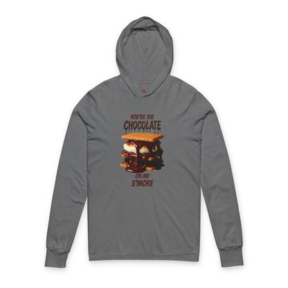 You're the Chocolate On My S'more Unisex  Long Sleeve hooded T=Shirt | Gift for Foodies, or Campfire Nights