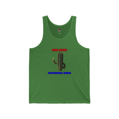 Rough Outside Refreshing Inside Cactus Themed Unisex Tank Top, Summer Vibes Tee, Refreshing Humor Top