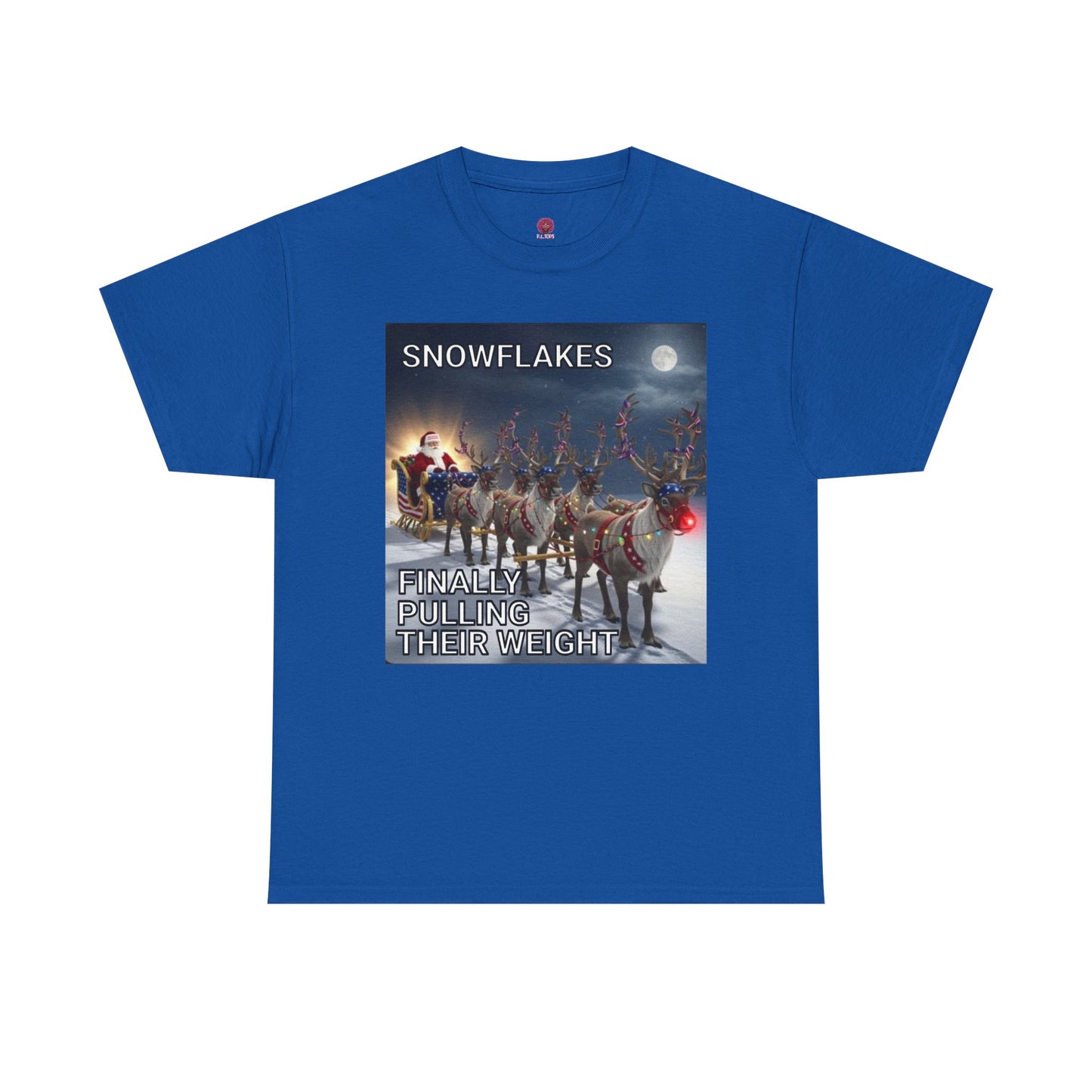 Snowflakes Finally Pulling Their Weight T-Shirt — Funny Santa Reindeer Tee