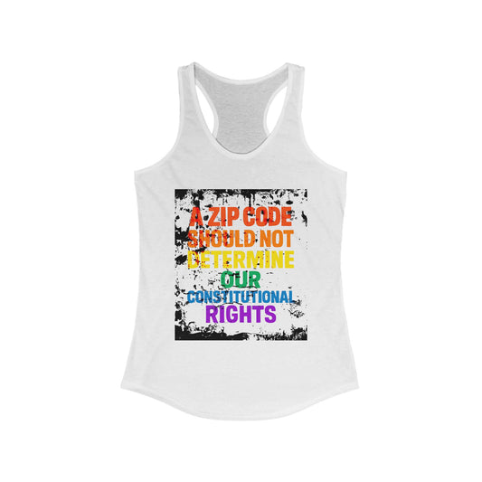 Equality Message Women's Racerback Tank Top - Zip Code Constitutional Rights T-Shirt, Pride Clothing, Political Apparel