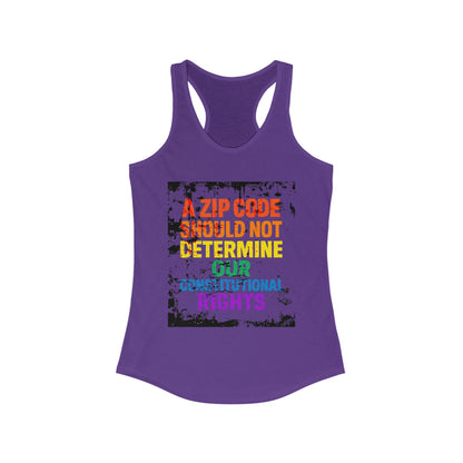 Equality Message Women's Racerback Tank Top - Zip Code Constitutional Rights T-Shirt, Pride Clothing, Political Apparel