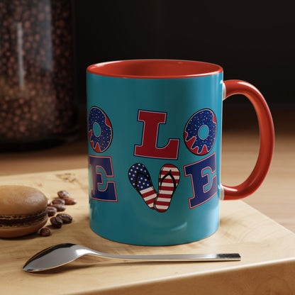 Patriotic Love Coffee Mug | 4th of July Gift, Fun Kitchen Decor, Custom Drinkware for Coffee Lovers, Unique Gift Idea