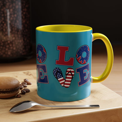 Patriotic Love Coffee Mug | 4th of July Gift, Fun Kitchen Decor, Custom Drinkware for Coffee Lovers, Unique Gift Idea