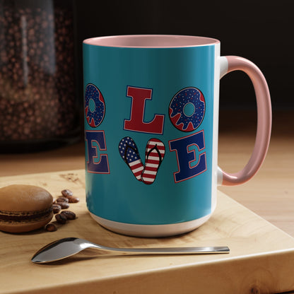 Patriotic Love Coffee Mug | 4th of July Gift, Fun Kitchen Decor, Custom Drinkware for Coffee Lovers, Unique Gift Idea