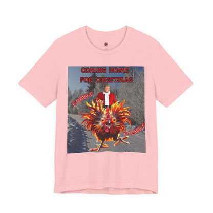 Christmas T‑Shirt “Coming Home for Christmas” with Festive Rooster Design