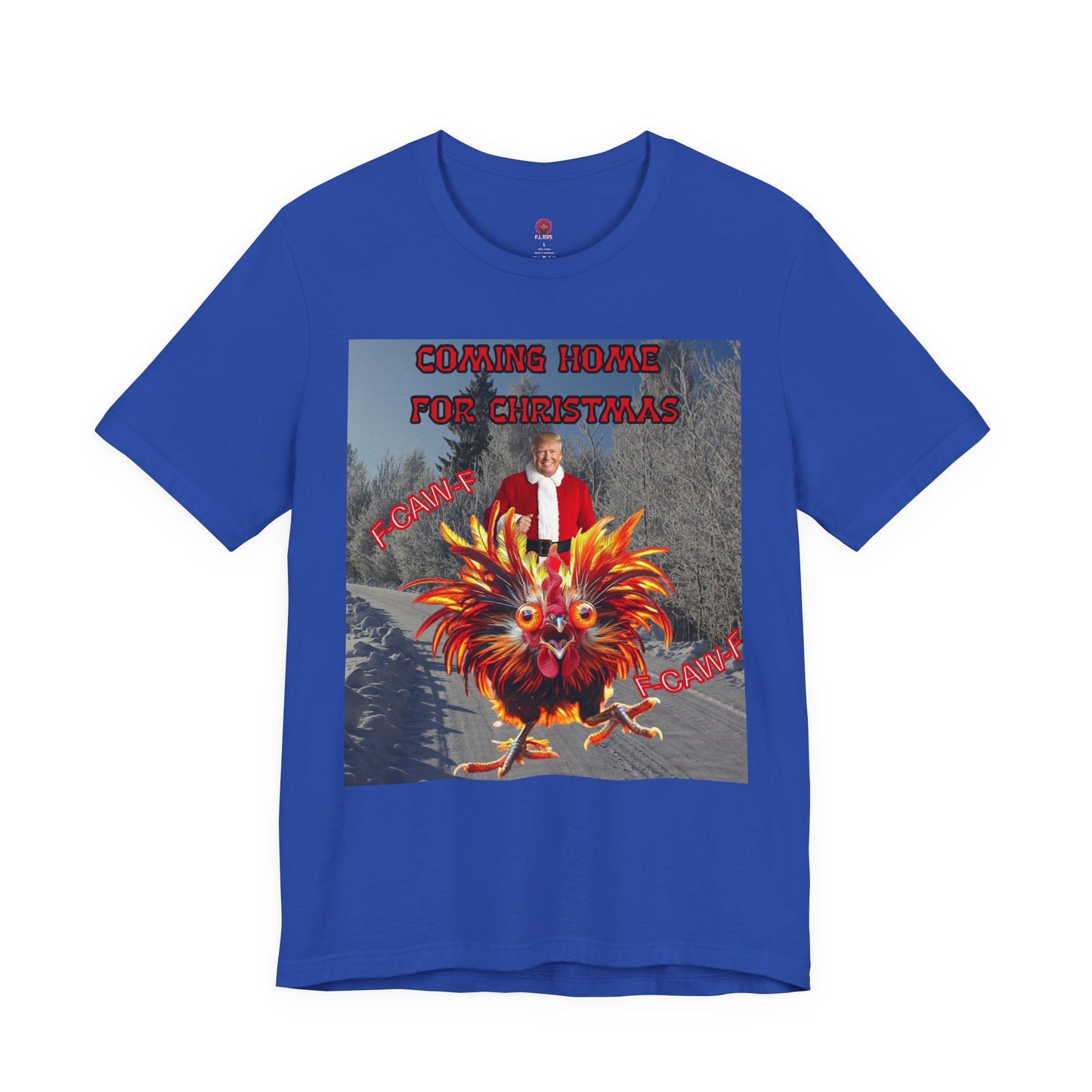 Christmas T‑Shirt “Coming Home for Christmas” with Festive Rooster Design