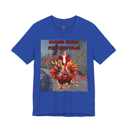 Christmas T‑Shirt “Coming Home for Christmas” with Festive Rooster Design