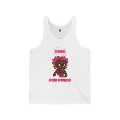 Empowering "I Can" Pink Power  Unisex Graphic Tank Top, Fun Casual Wear, Summer Fashion, Feminism Apparel