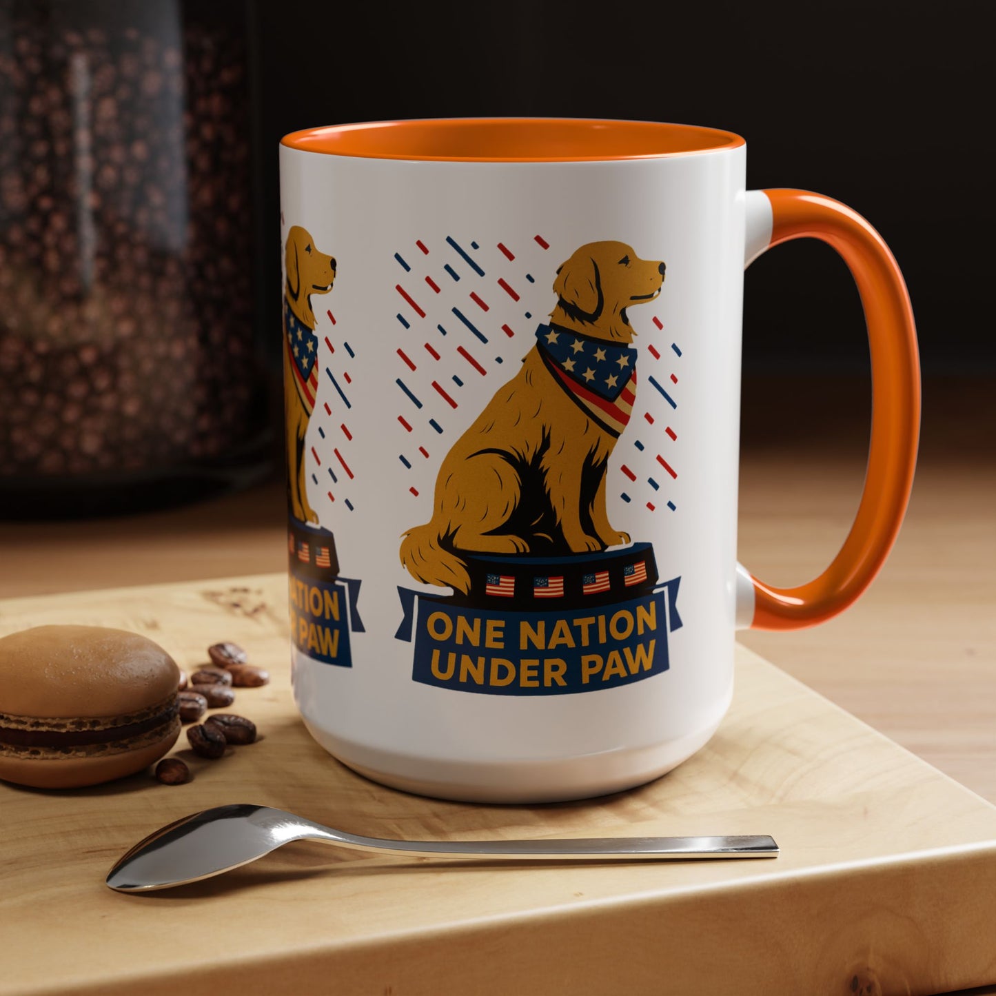 Patriotic Dog Coffee Mug for Dog Lovers, One Nation Under Paw Mug, 4th of July Gift, Animal Lover's Cup, USA Pride Mug
