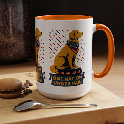 Patriotic Dog Coffee Mug for Dog Lovers, One Nation Under Paw Mug, 4th of July Gift, Animal Lover's Cup, USA Pride Mug