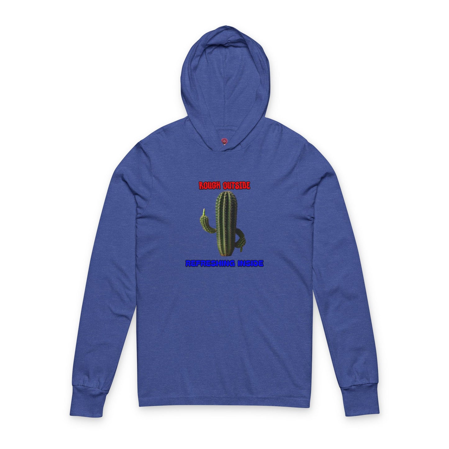 Rough Outside Refreshing Inside Cactus Themed Long Sleeve Hooded Unisex T-Shirt, Summer Vibes Tee