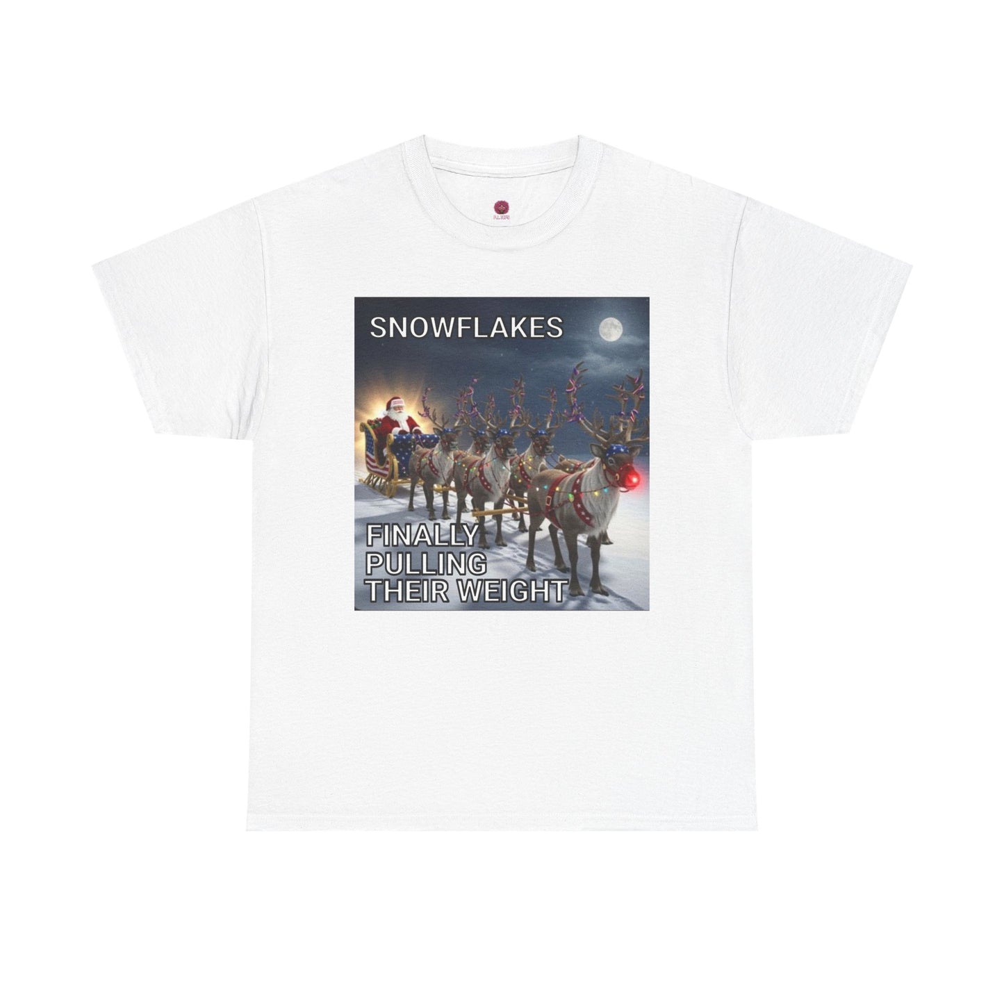 Snowflakes Finally Pulling Their Weight T-Shirt — Funny Santa Reindeer Tee