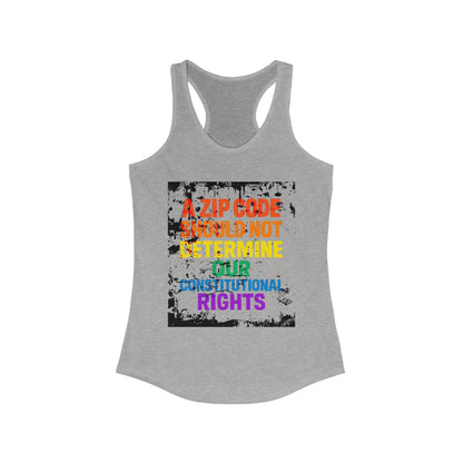 Equality Message Women's Racerback Tank Top - Zip Code Constitutional Rights T-Shirt, Pride Clothing, Political Apparel