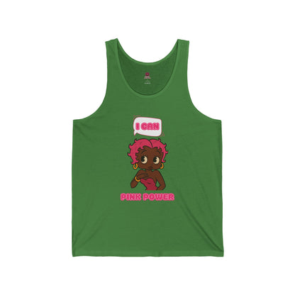 Empowering "I Can" Pink Power  Unisex Graphic Tank Top, Fun Casual Wear, Summer Fashion, Feminism Apparel