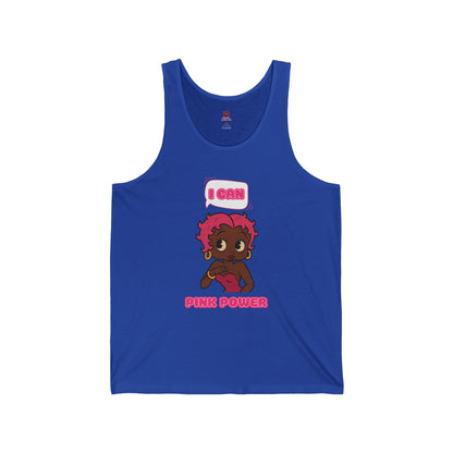 Empowering "I Can" Pink Power  Unisex Graphic Tank Top, Fun Casual Wear, Summer Fashion, Feminism Apparel