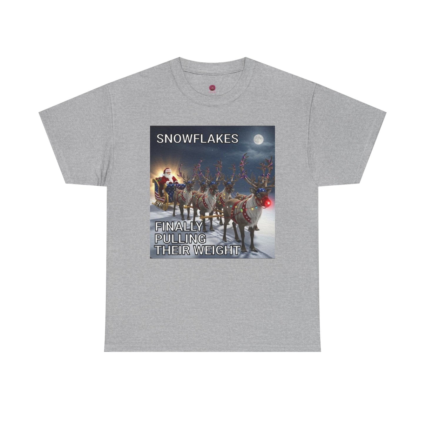 Snowflakes Finally Pulling Their Weight T-Shirt — Funny Santa Reindeer Tee
