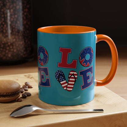 Patriotic Love Coffee Mug | 4th of July Gift, Fun Kitchen Decor, Custom Drinkware for Coffee Lovers, Unique Gift Idea