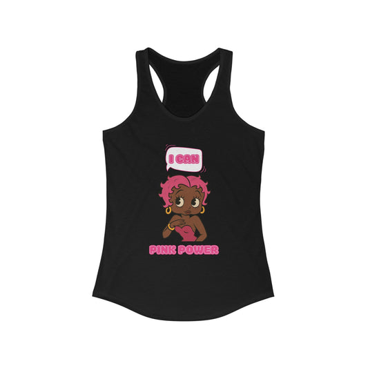 Empowering "I Can" Pink Power Women's Racerback Tank, Fun Casual Wear, Summer Fashion, Feminism Apparel