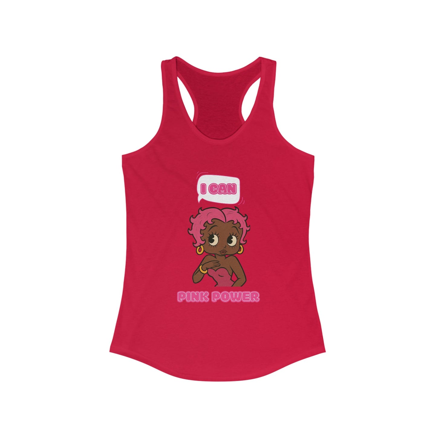 Empowering "I Can" Pink Power Women's Racerback Tank, Fun Casual Wear, Summer Fashion, Feminism Apparel
