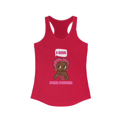 Empowering "I Can" Pink Power Women's Racerback Tank, Fun Casual Wear, Summer Fashion, Feminism Apparel