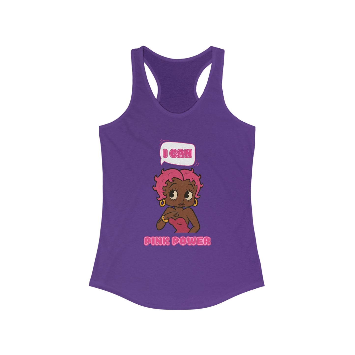 Empowering "I Can" Pink Power Women's Racerback Tank, Fun Casual Wear, Summer Fashion, Feminism Apparel