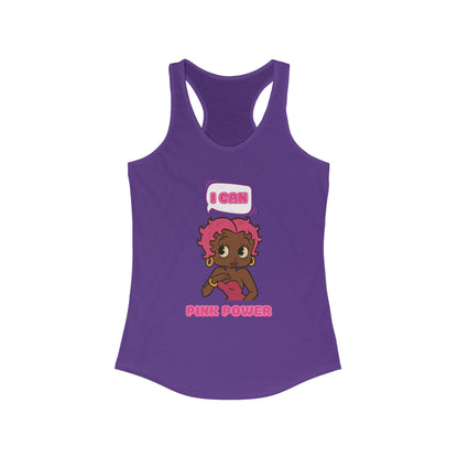 Empowering "I Can" Pink Power Women's Racerback Tank, Fun Casual Wear, Summer Fashion, Feminism Apparel