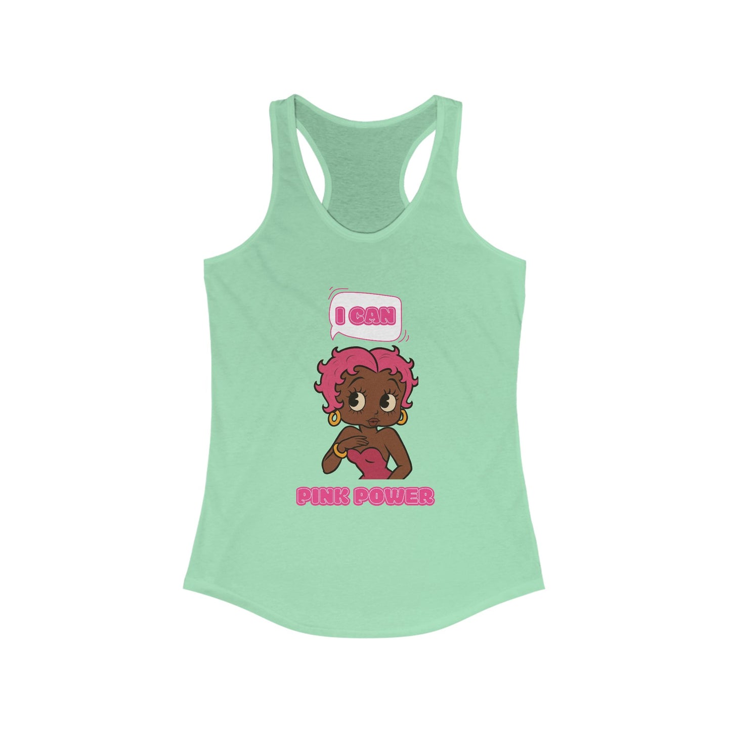 Empowering "I Can" Pink Power Women's Racerback Tank, Fun Casual Wear, Summer Fashion, Feminism Apparel