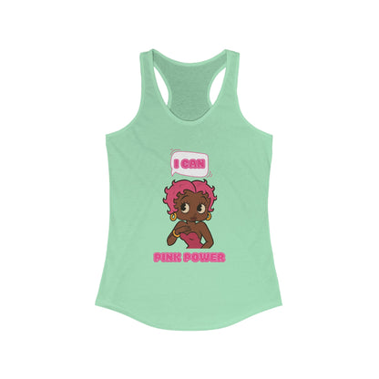 Empowering "I Can" Pink Power Women's Racerback Tank, Fun Casual Wear, Summer Fashion, Feminism Apparel