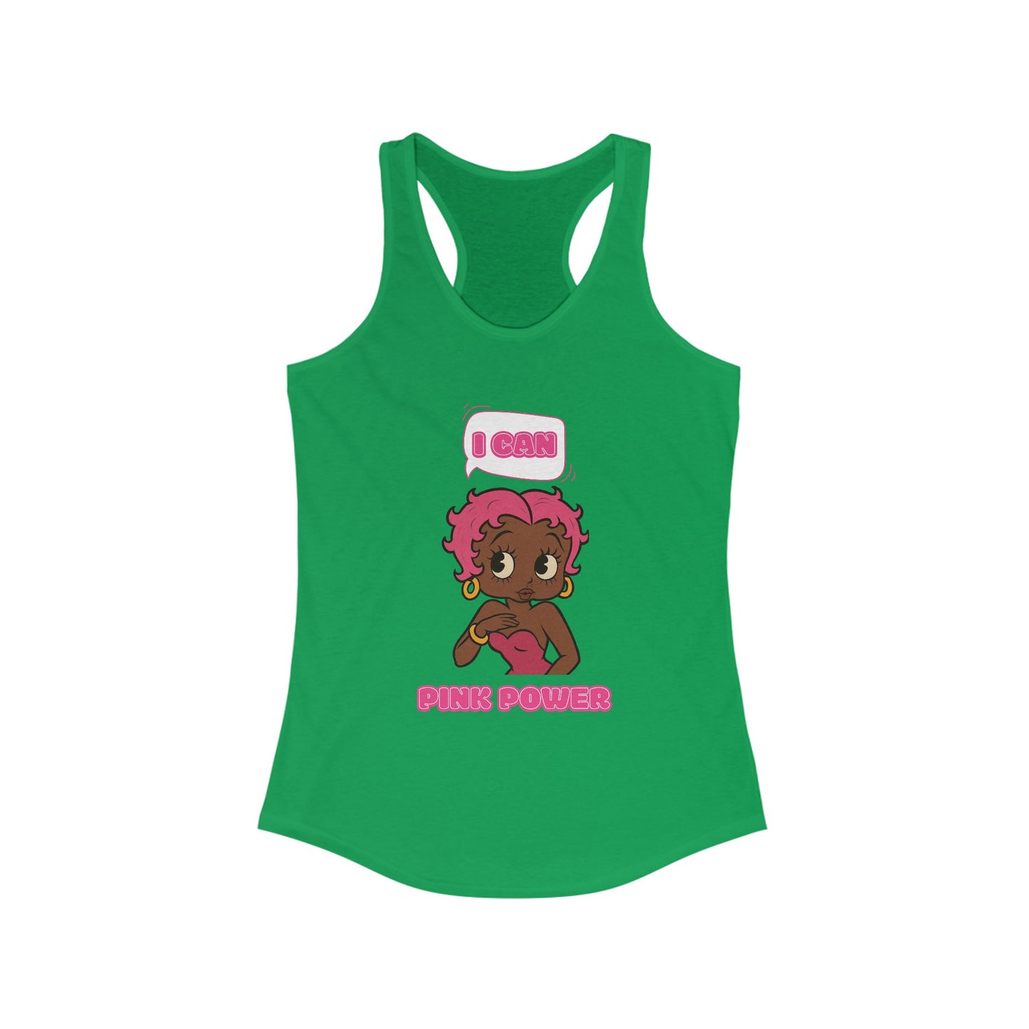 Empowering "I Can" Pink Power Women's Racerback Tank, Fun Casual Wear, Summer Fashion, Feminism Apparel